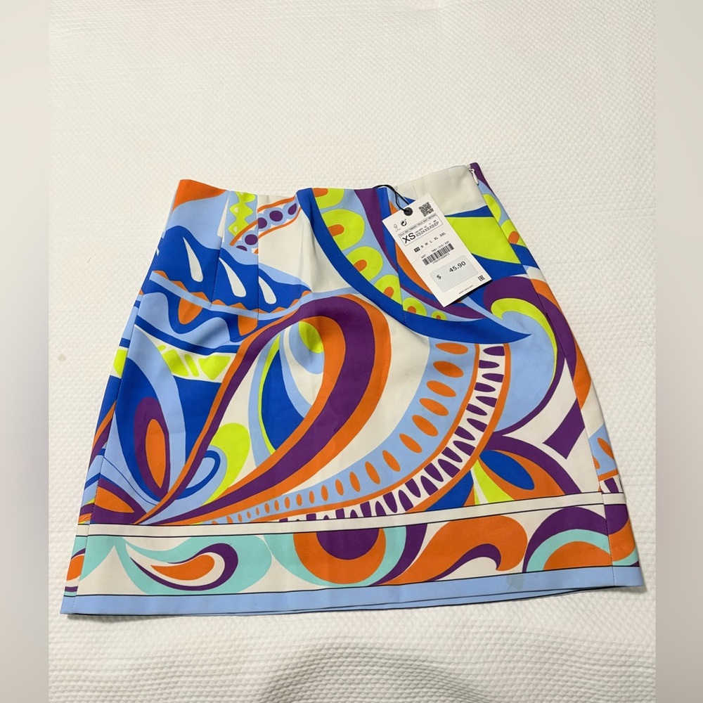 Zara Multicolor Abstract Pencil Skirt
